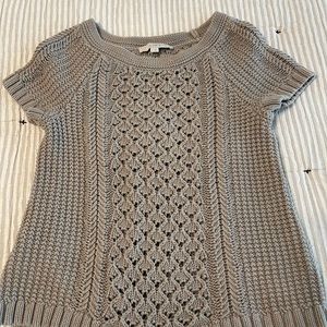 LOFT Grey Short Sleeve Chunky Sweater
